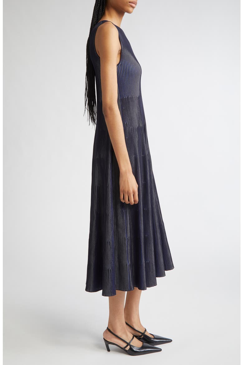 Stripe Sleeveless Knit Midi Dress, Alternate, color, SOLID BLACK