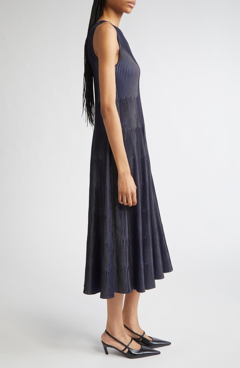Emporio Armani Stripe Sleeveless Knit Midi Dress, Alternate, color, Solid Black