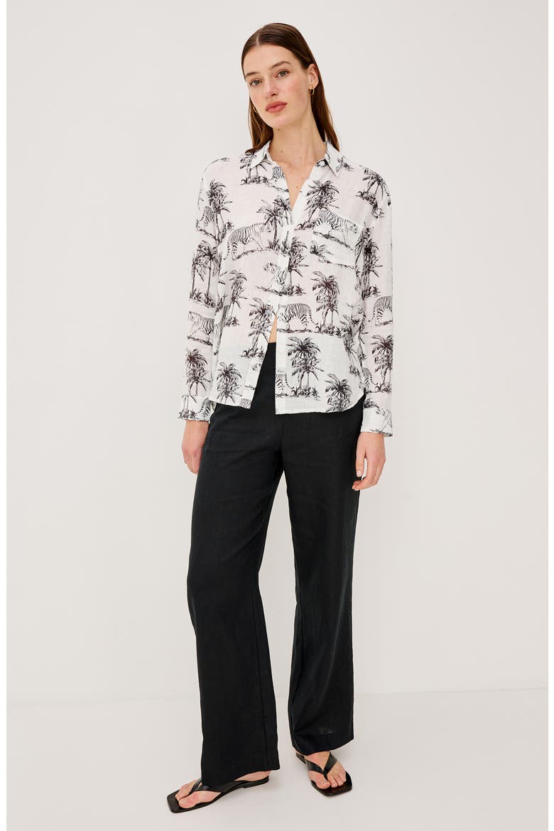 Charli Linen Blend Button-Up Shirt, Alternate, color, IVORY BENGAL