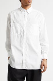 Yohji Yamamoto Big Standard Chainstitch Cotton Broadcloth Button-Up Shirt