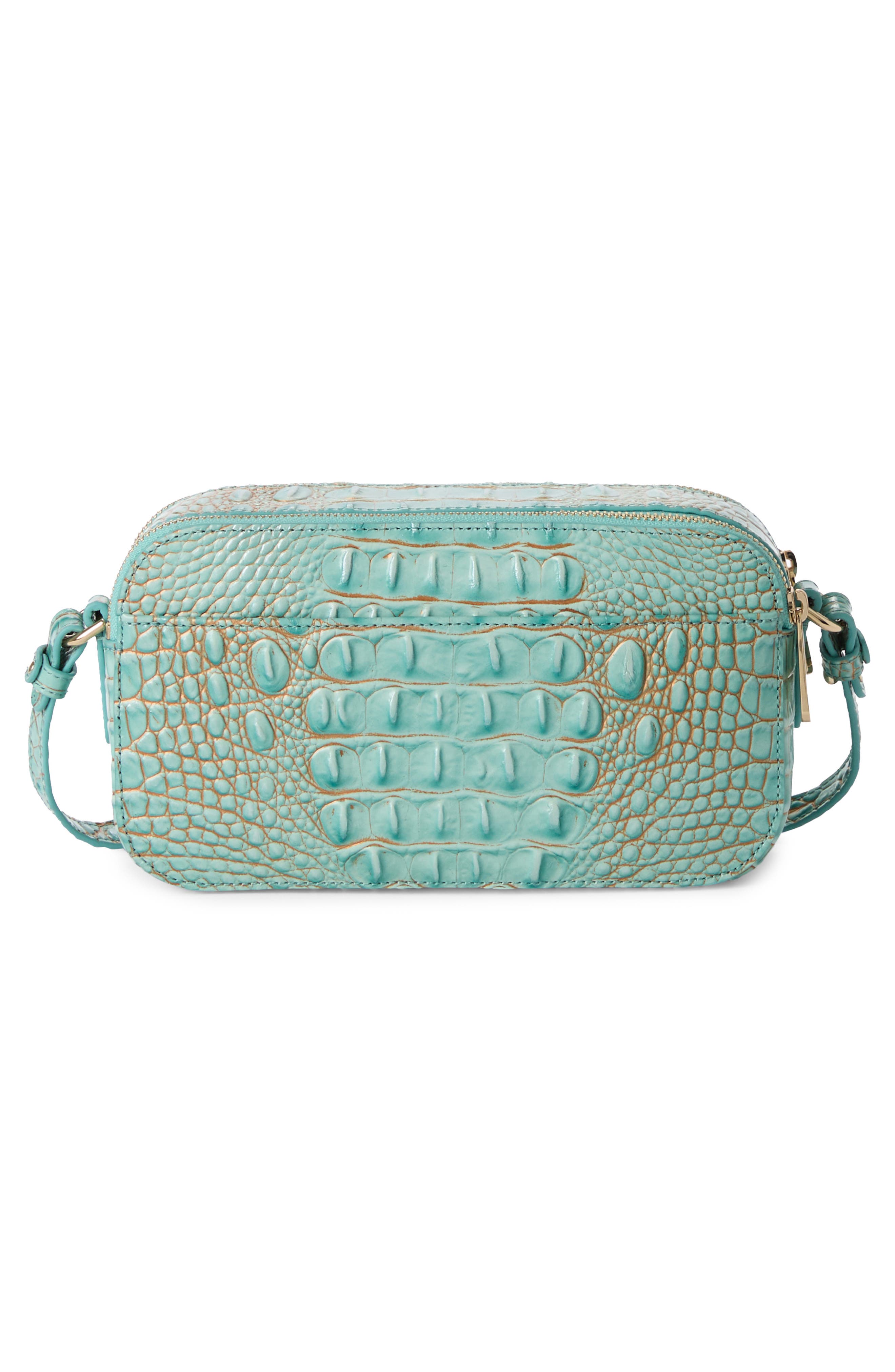 Brahmin Danica Croc Embossed Leather Crossbody Bag, Alternate, color, Waterfall