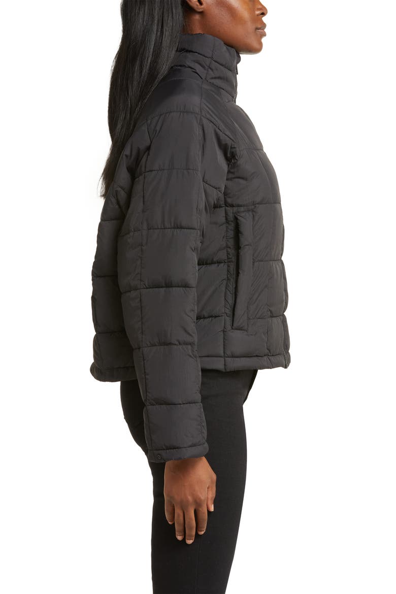 Nellie Packable Puffer Jacket, Alternate, color, BLACK