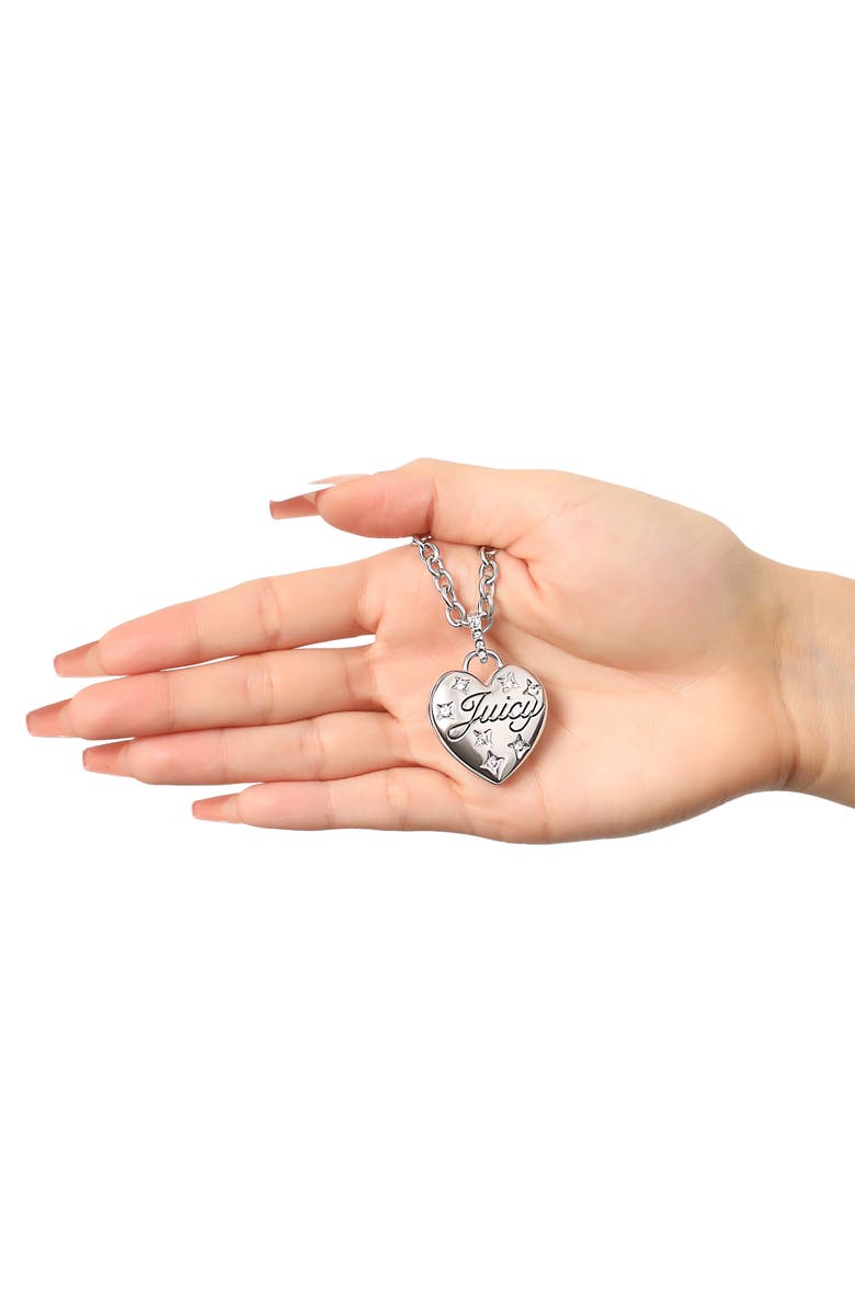 Juicy Couture Silver-Tone Heart Pendant Necklace, Alternate, color, Silver