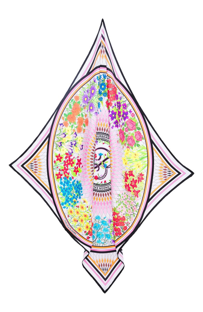 Burberry Monogram Floral Print Silk Scarf, Alternate, color,