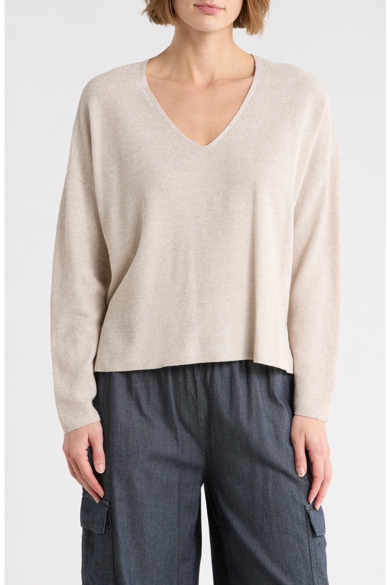 V-Neck Sweater, Main, color, NATURAL WHITE