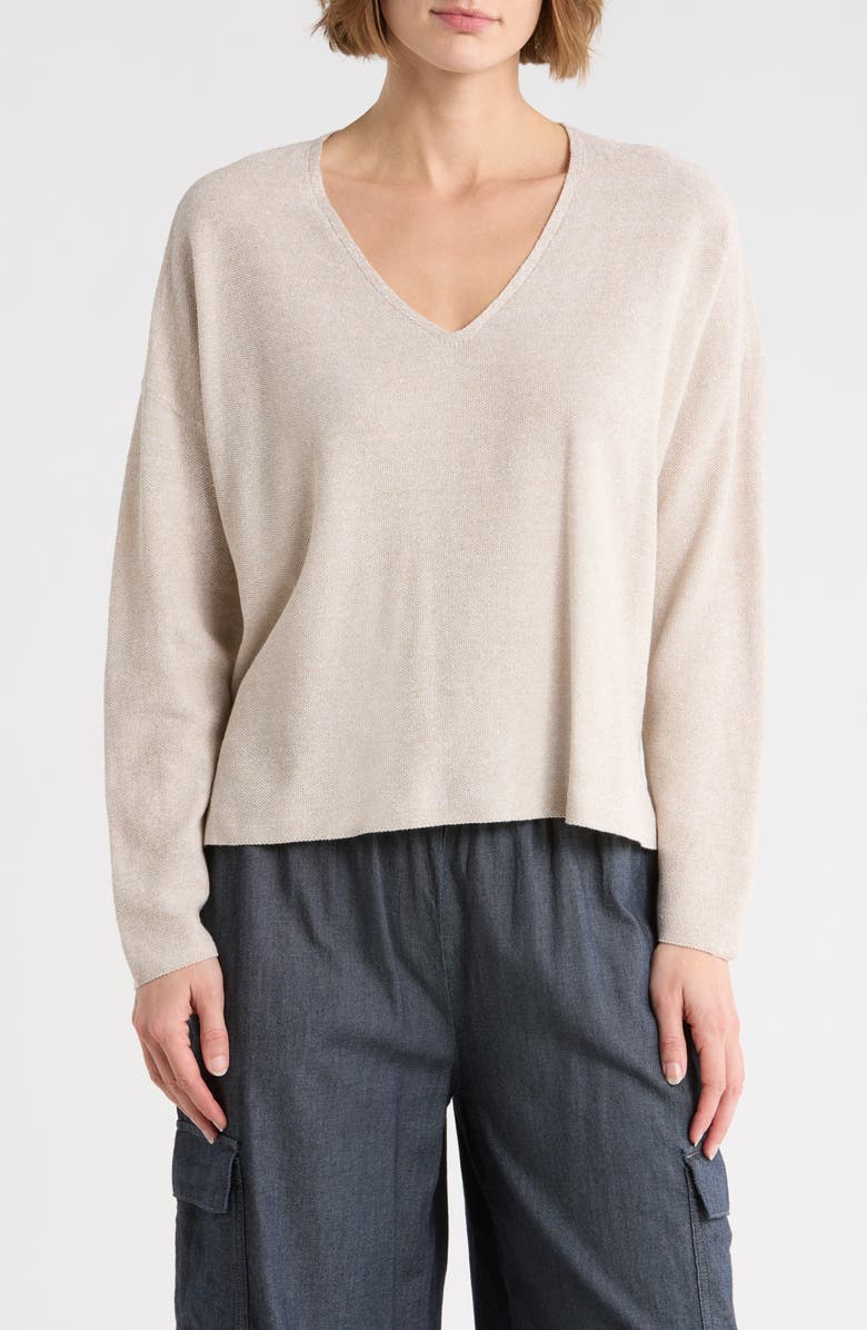 Eileen Fisher V-Neck Sweater, Main, color, Natural White