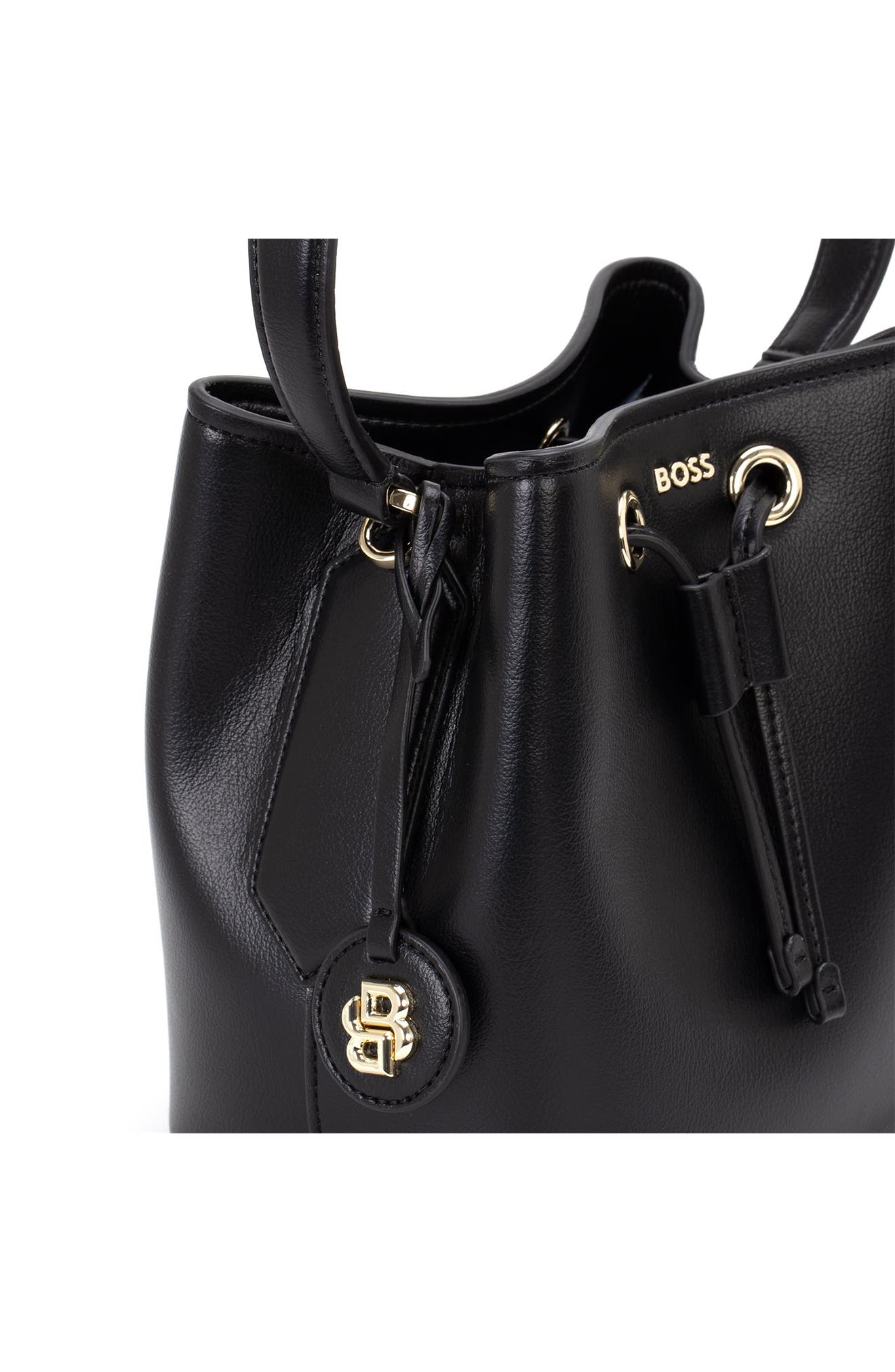 BOSS Mini Liriel Faux Leather Bucket Bag, Alternate, color, Black