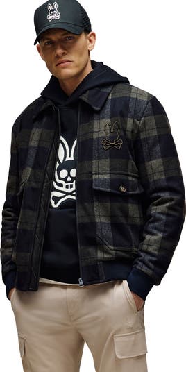 Gavin Plaid Wool Blend Bomber Jacket