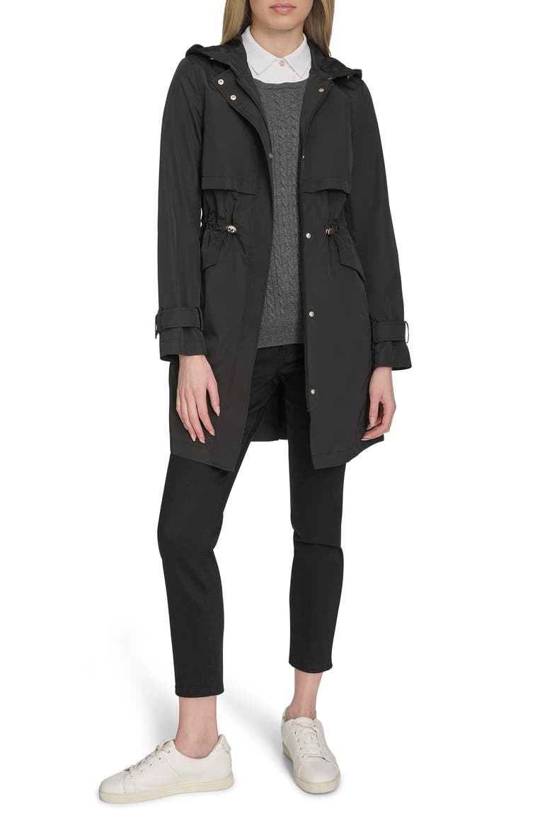 Hooded Trench Raincoat, Alternate, color, BLACK