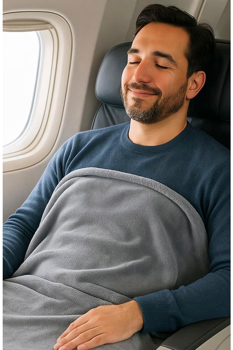 Comfort Fly 2-in-1 Travel Blanket & Pillow, Alternate, color, GREY