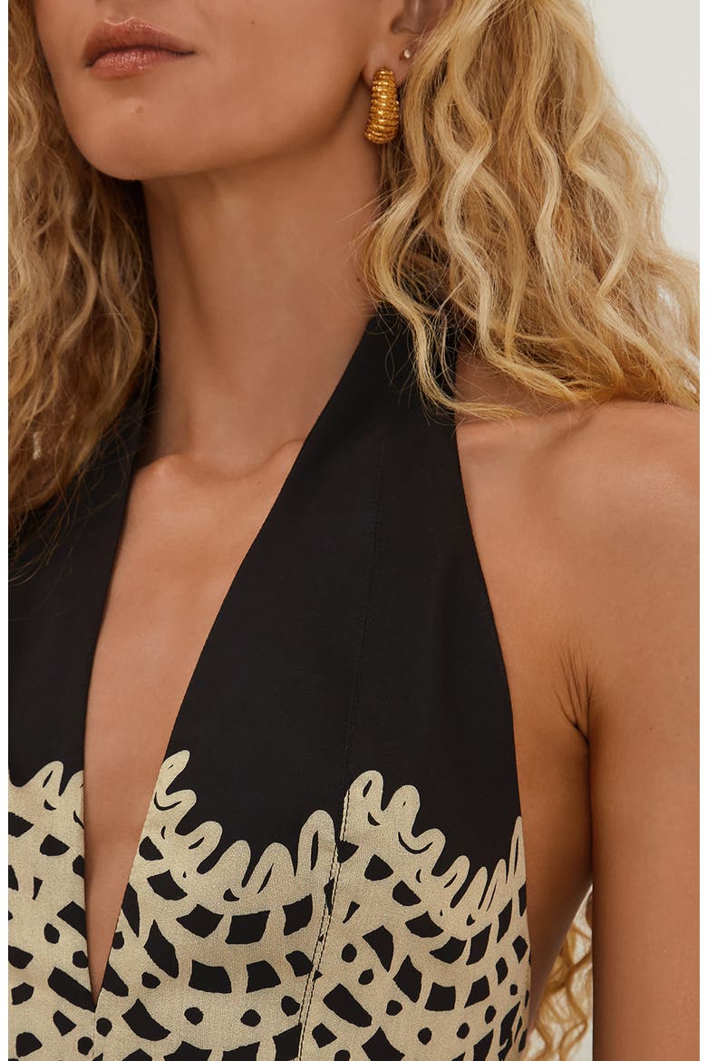 Poeme Tyla Halter Neck Cover-Up Dress, Alternate, color, BEIGE MULTI
