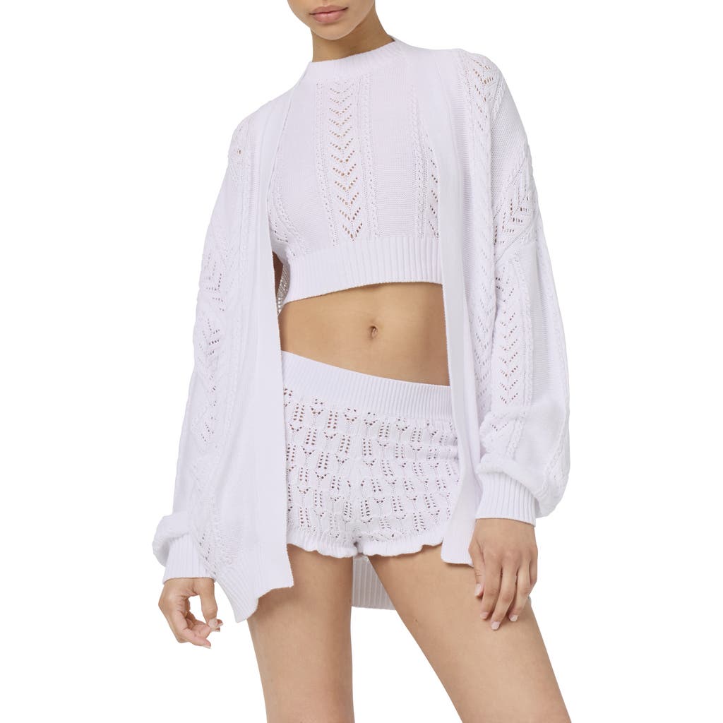 Florence By Mills Pointelle Stitch Cardigan In Bright White