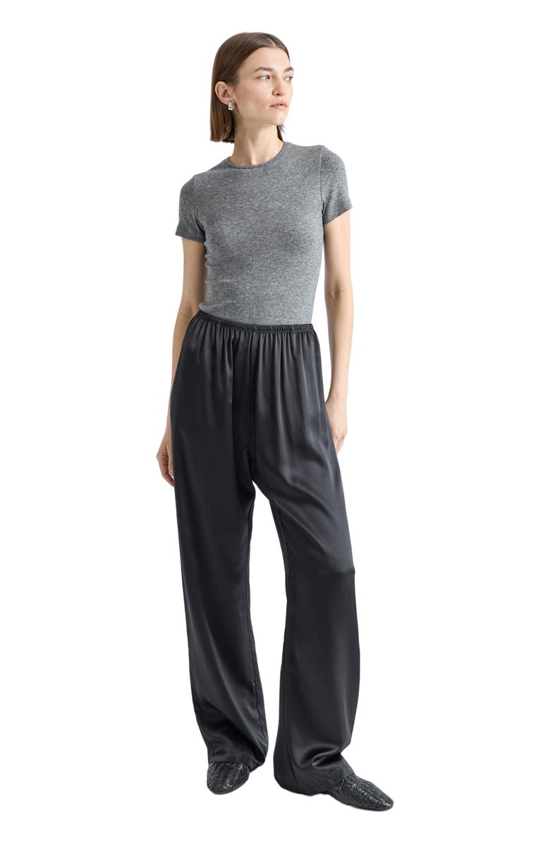 Almina Concept Short Sleeve Knit Top, Main, color, Charcoal