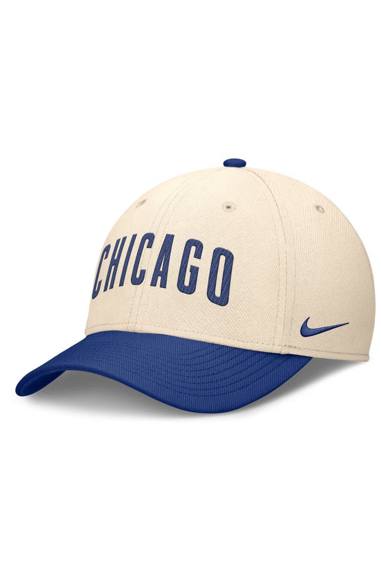 Nike Men's Nike Natural/Royal Chicago Cubs Statement Rise Performance Flex Hat, Alternate, color, Natural