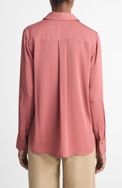 Vince Stretch Silk Blouse In Berry Rust