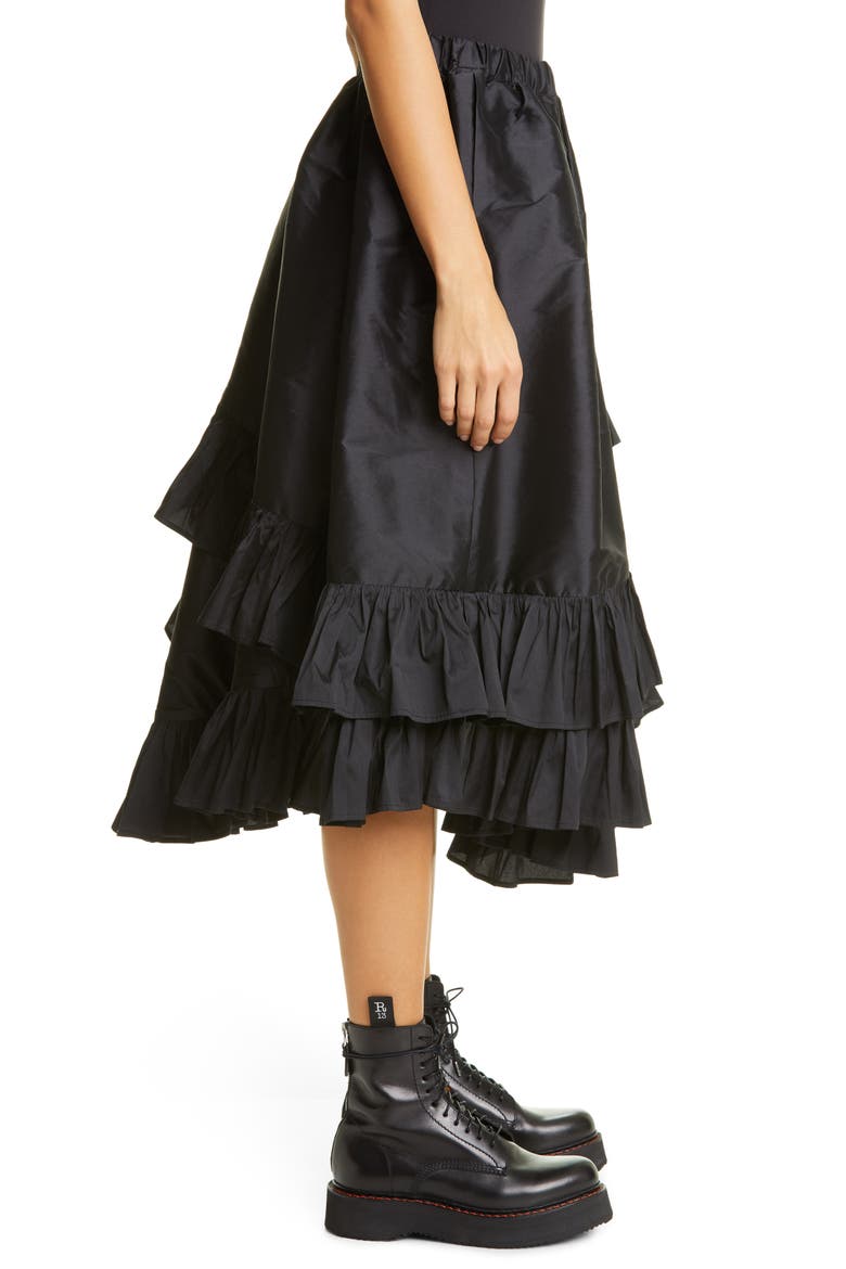 Asymmetrical Taffeta Ruffle Skirt, Alternate, color, BLACK