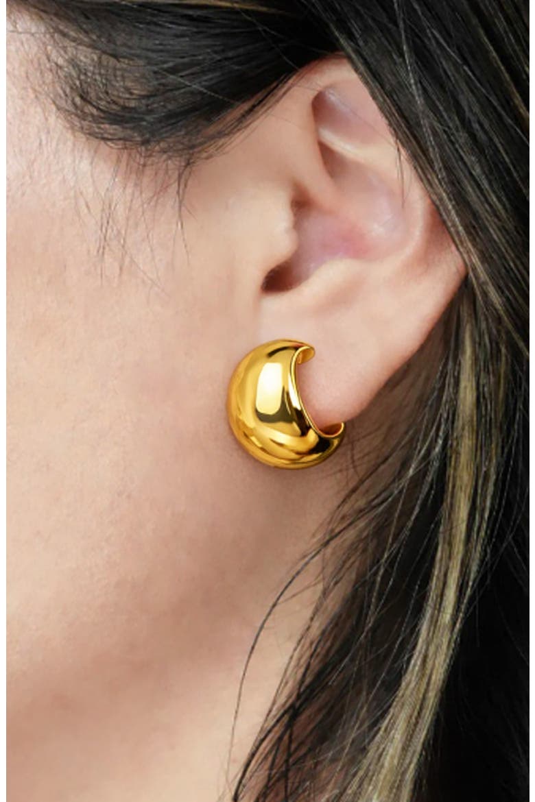 Chubby Huggie Hoop Earrings, Alternate, color, GOLD