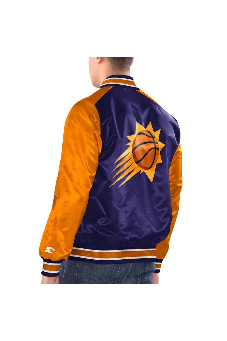 Men's Starter Purple/Orange Phoenix Suns Renegade Satin Full-Snap Varsity Jacket, Alternate, color, Purple