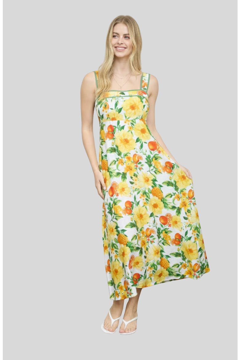 Floral Midi Dress, Alternate, color, YELLOW MULTI