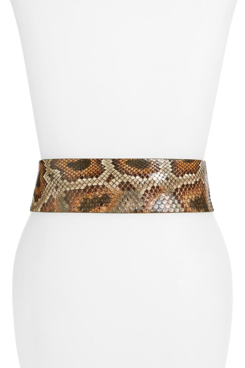 Genuine Python Belt, Alternate, color, MILITARY
