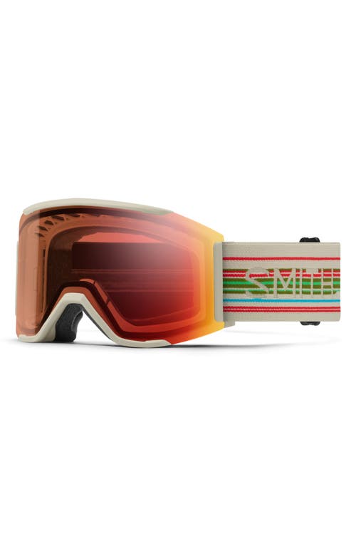 Smith Squad Mag Chromapop™ Low Bridge Snow Goggles In Chalk Straight Line/red
