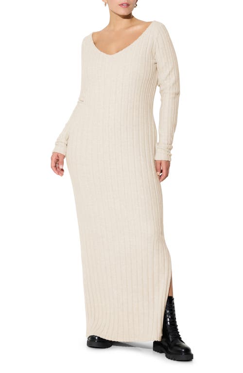 Marcella Penelope Long Sleeve Sweater Dress In Neutral