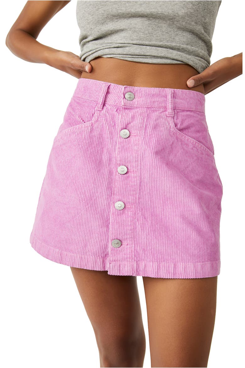 Ray Cotton Corduroy Miniskirt, Main, color, PINK FROSTING