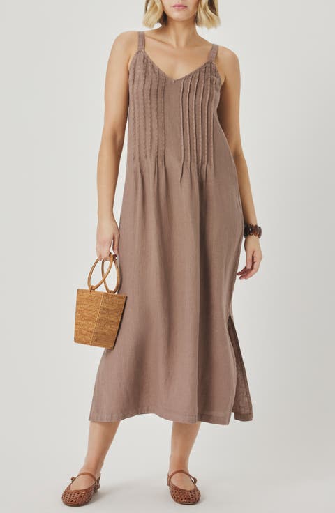 Stella Pintuck Detail Linen Dress