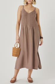 Splendid Stella Pintuck Detail Linen Dress