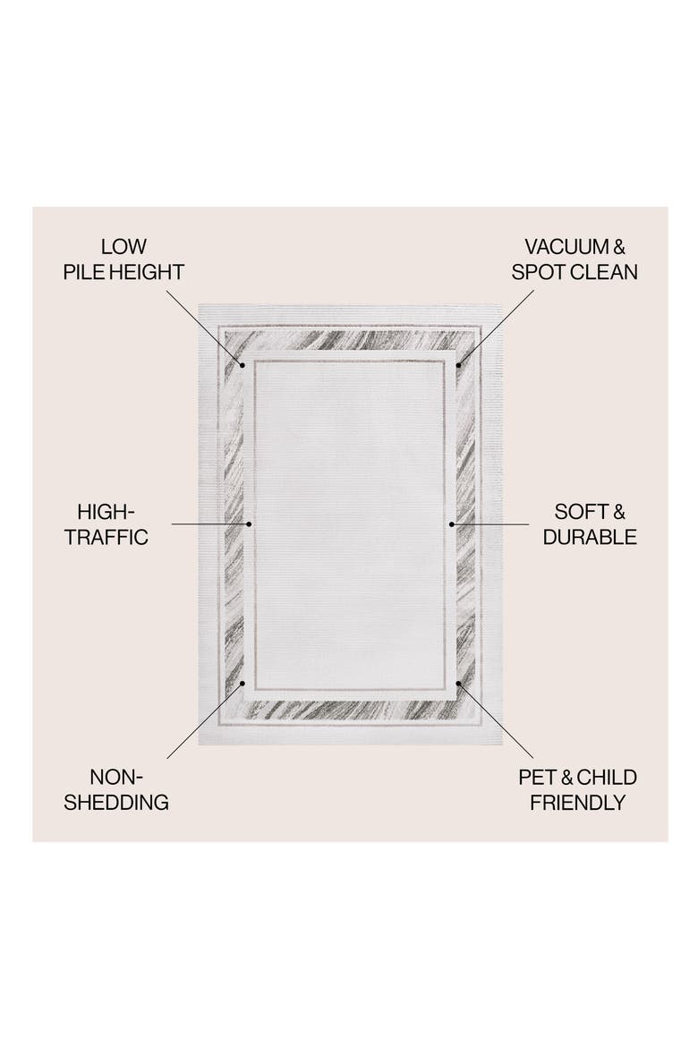 Athens Classic Border Marble Pattern High-Low Area Rug, Alternate, color, Silver/White