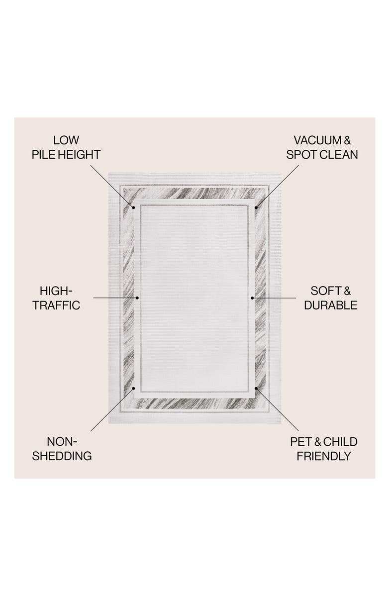JONATHAN Y Athens Classic Border Marble Pattern High-Low Area Rug, Alternate, color, Silver/White