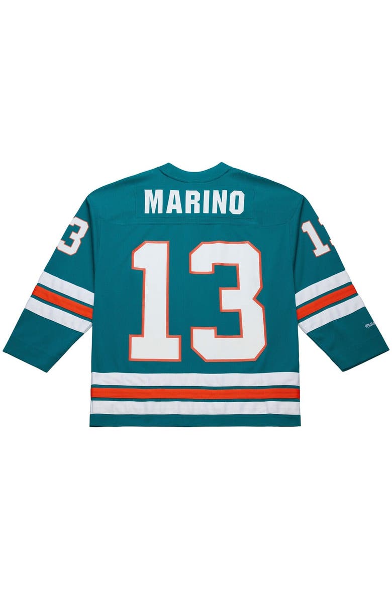 Men's Mitchell & Ness Dan Marino Aqua Miami Dolphins Maxxed Out Fashion Hockey Jersey, Alternate, color, Aqua