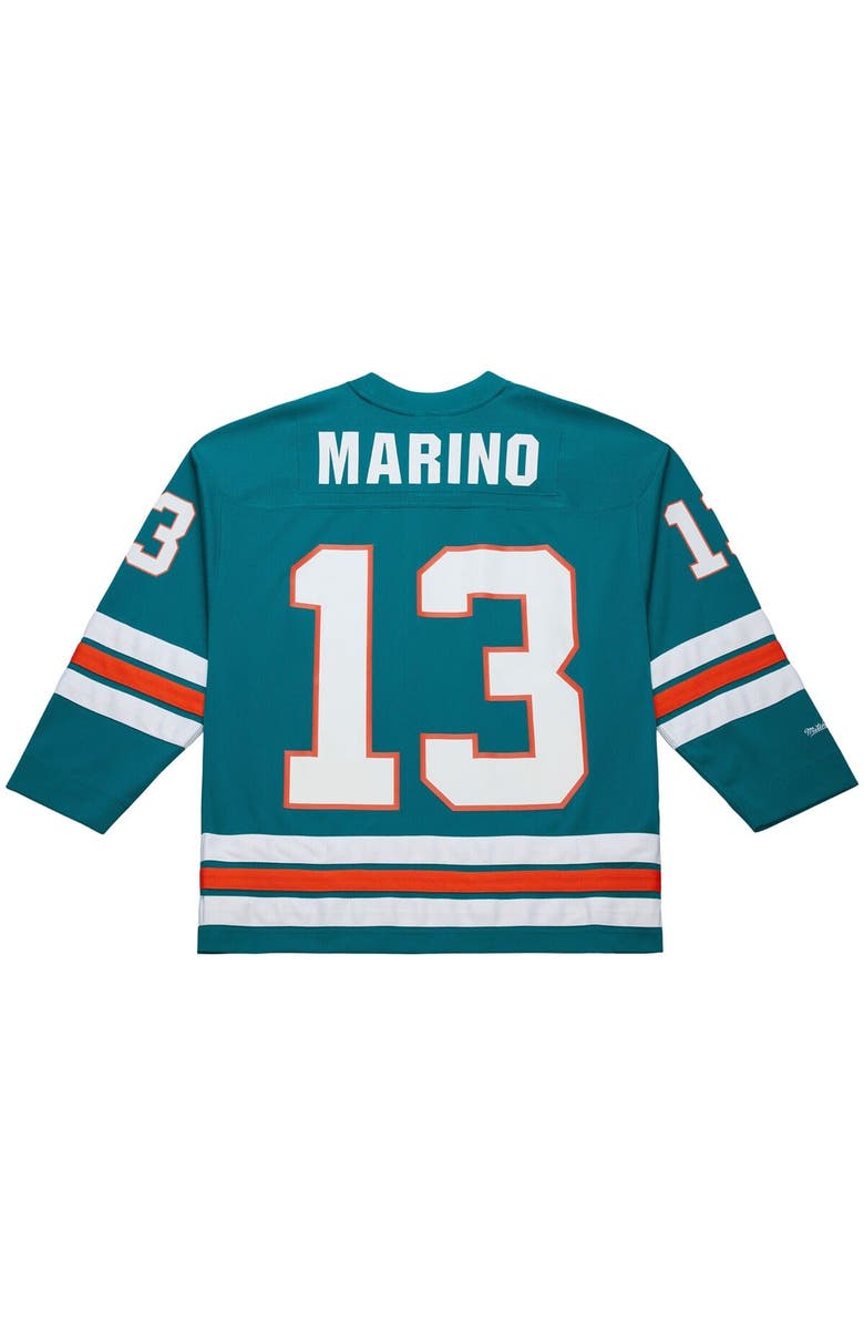 Mitchell
Ness Men
s Mitchell
Ness Dan Marino Aqua Miami Dolphins Maxxed Out Fashion Hockey Jersey, Alternate, color, Aqua
