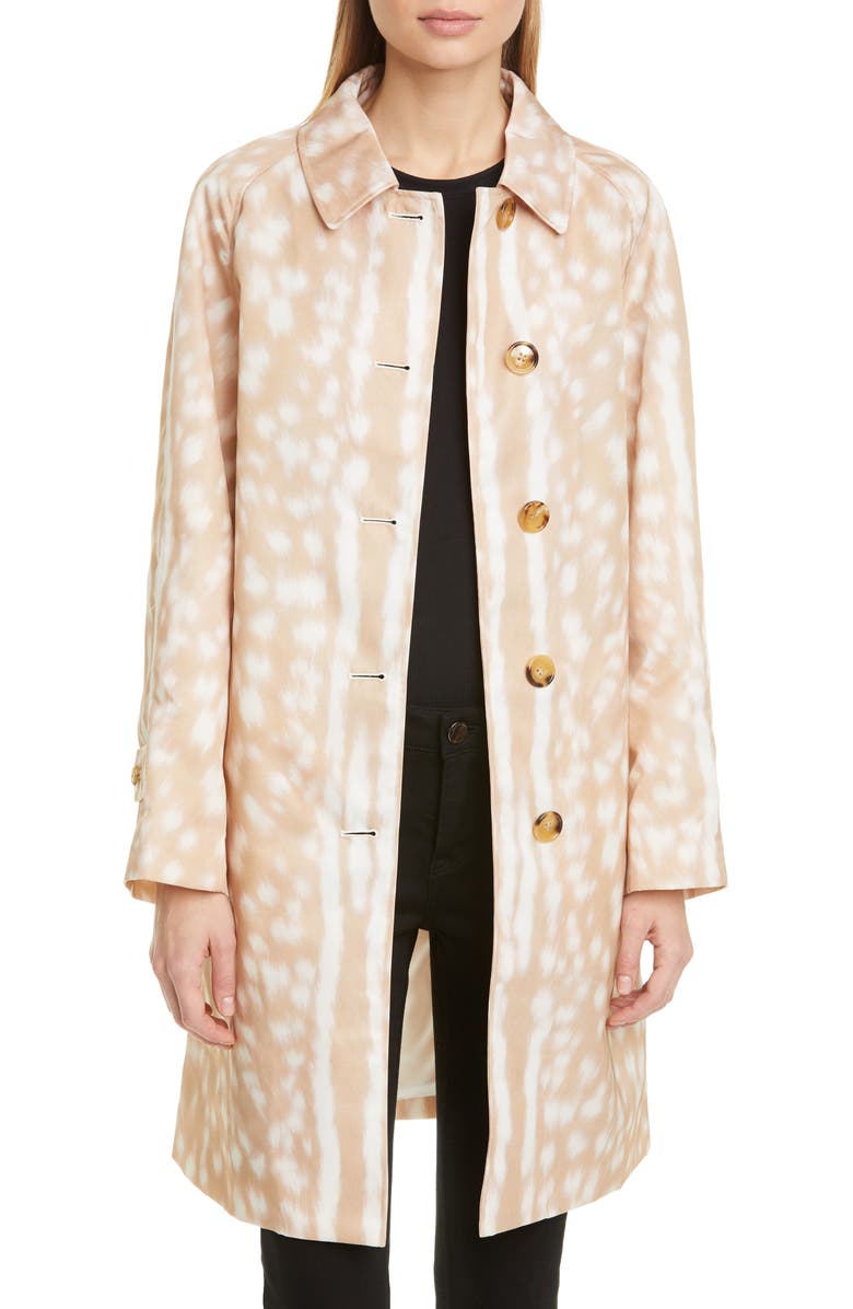 Burberry Brunstane Deer Print Nylon Car Coat, Main, color, 