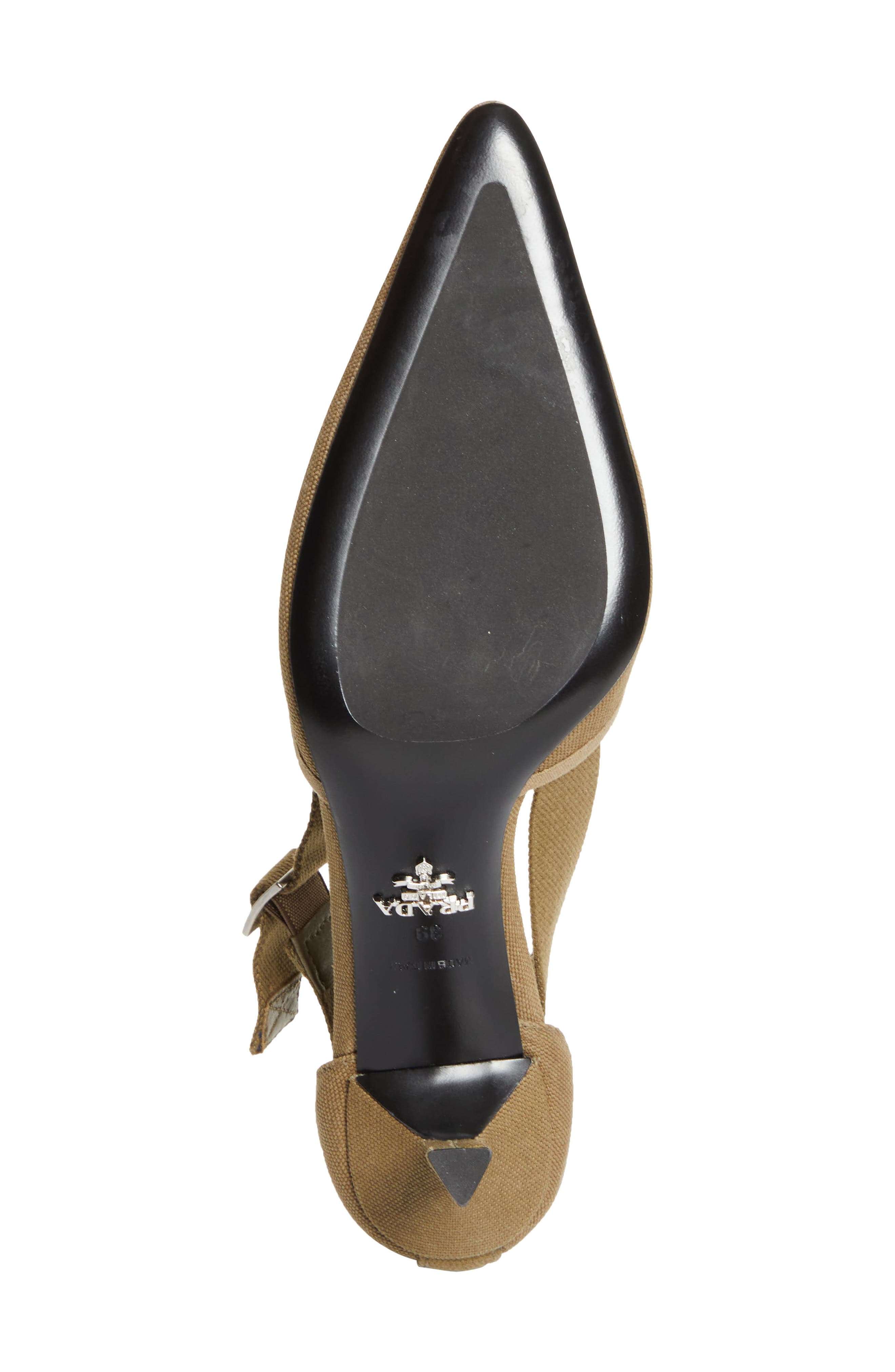 Prada Crossover Strap Pointed Toe Pump, Alternate, color, Militare