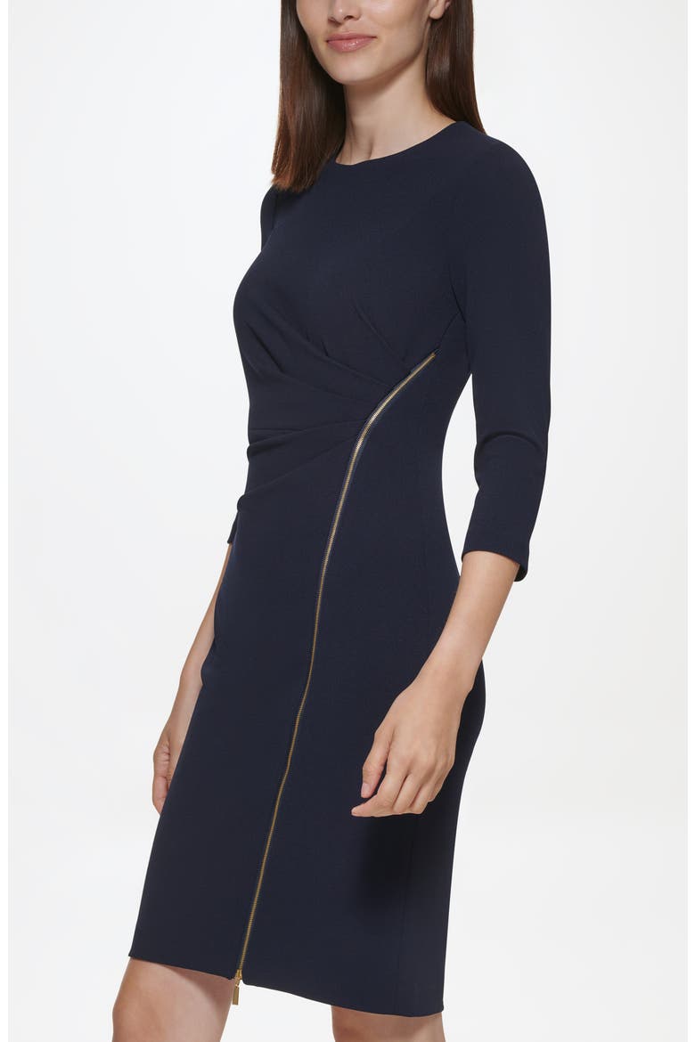 Zip Trim Sheath Dress, Alternate, color, INDIGO