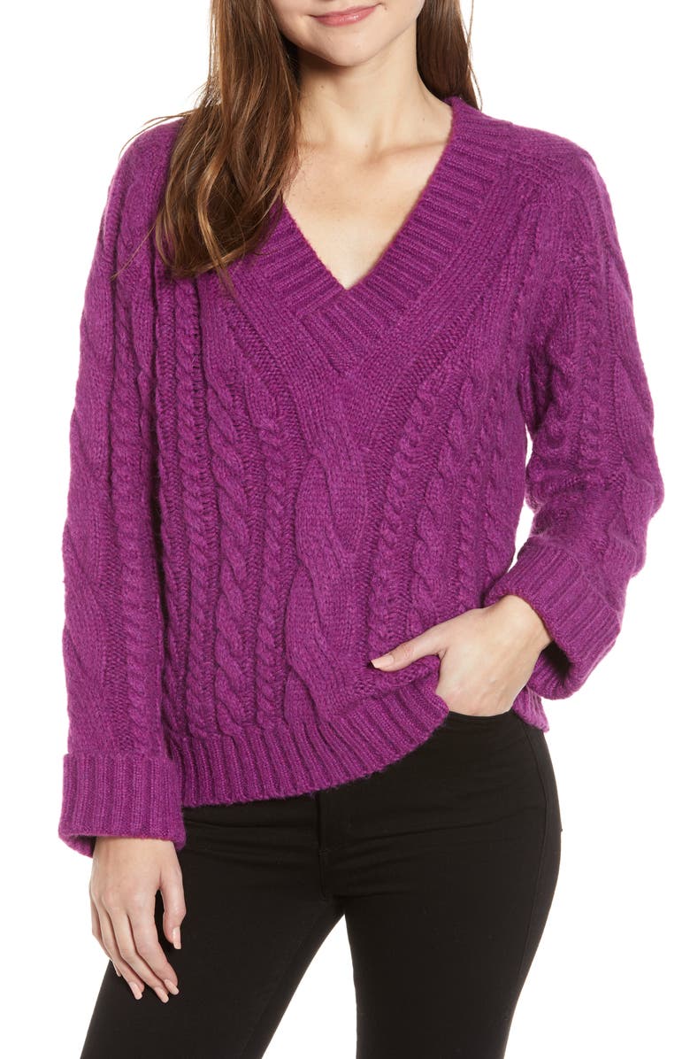 Rebecca Minkoff Maxine Cable Knit Sweater, Main, color, 