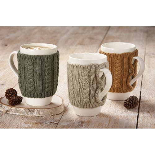 Tag Warm Wishes Taupe Sweater Mug 18oz Bone China Drinkware In Brown