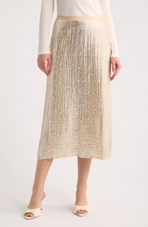 Lili Beaded Georgette Midi Skirt