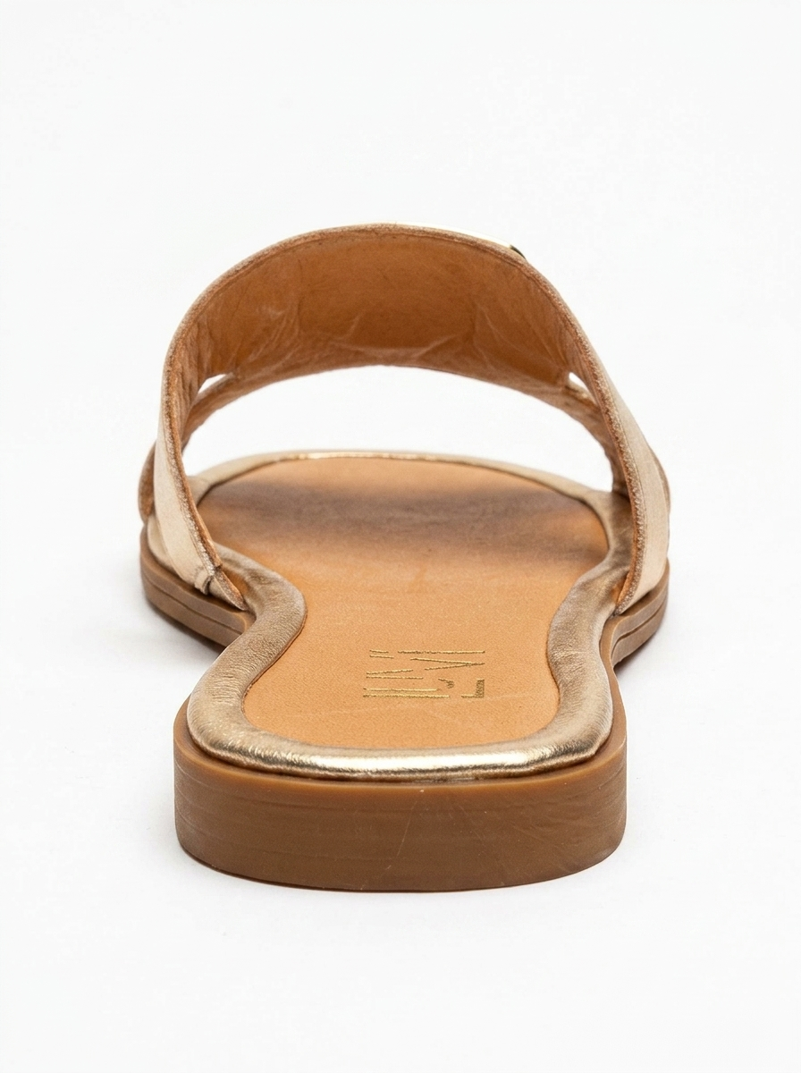 Millie Leather Buckle Slide, Alternate, color, Gold Leather