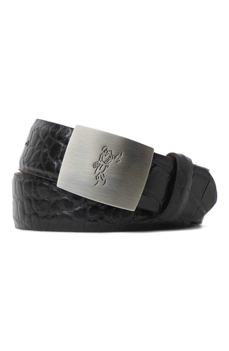 ASHWORTH GOLF Embossed Croc Belt Golfman Plaque Buckle, Main, color, 
