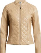 AK ANNE KLEIN Quilted Faux Leather Moto Jacket