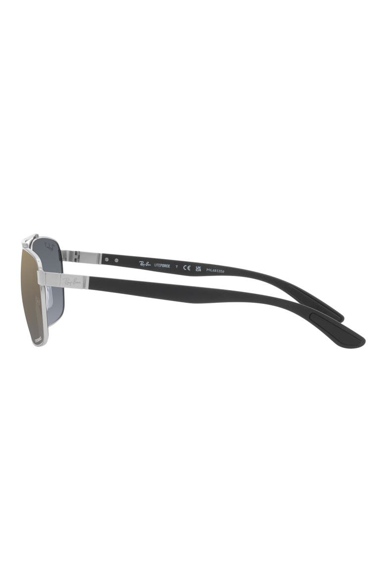 59mm Gradient Polarized Rectangular Sunglasses, Alternate, color, SILVER