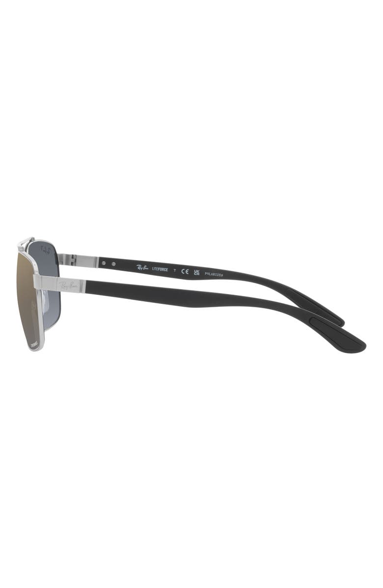 Ray-Ban 59mm Gradient Polarized Rectangular Sunglasses, Alternate, color, Silver