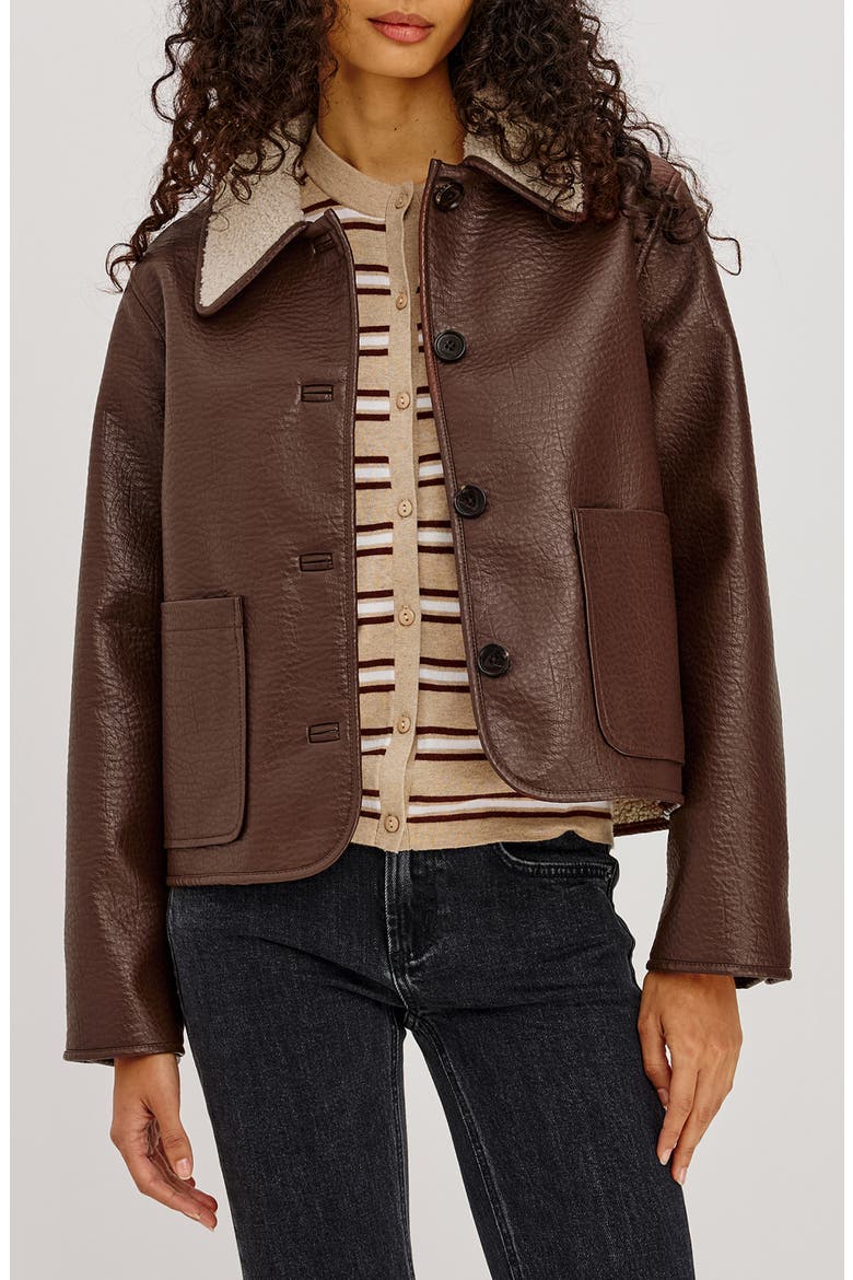 Terra Faux Leather Jacket, Main, color, ESPRESSO