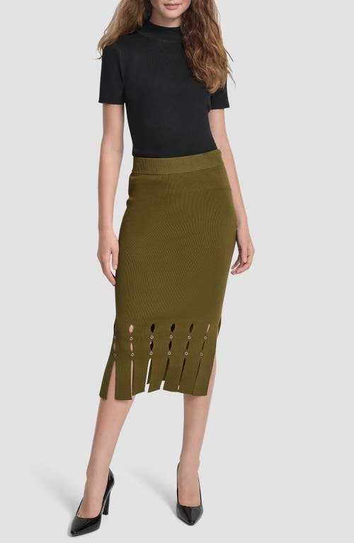 Dkny Sweater Midi Skirt With Gromme In Green