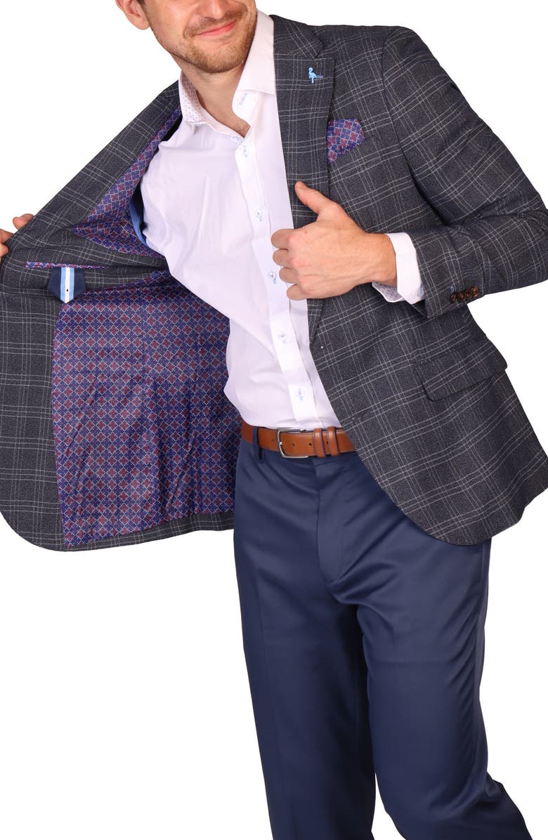 TailorByrd Modern Fit Glen Plaid Mèlange Sport Coat, Alternate, color, Charcoal
