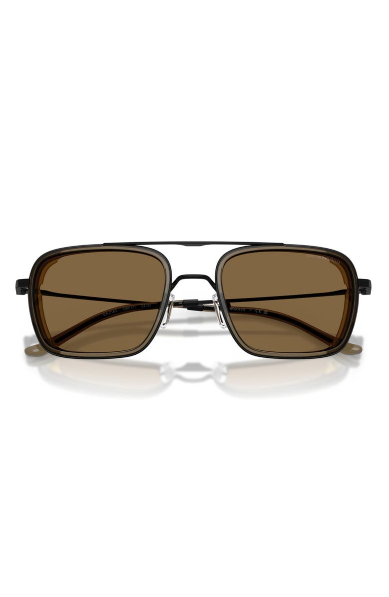 Emporio Armani 54mm Square Sunglasses, Alternate, color, Matte Black / Dark Green