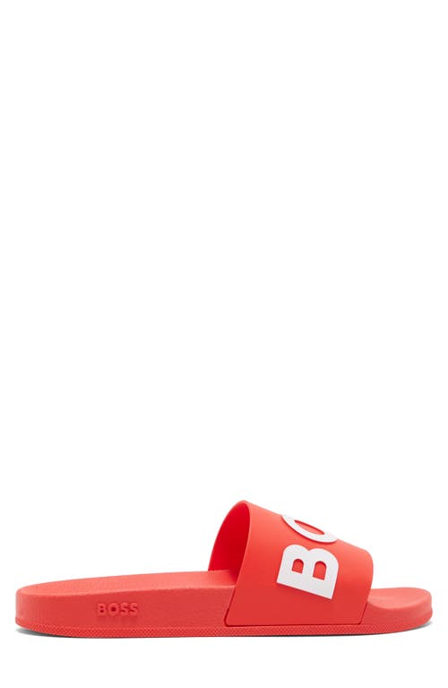 Hugo Boss Boss Bay Slide Sandal In Bright Red