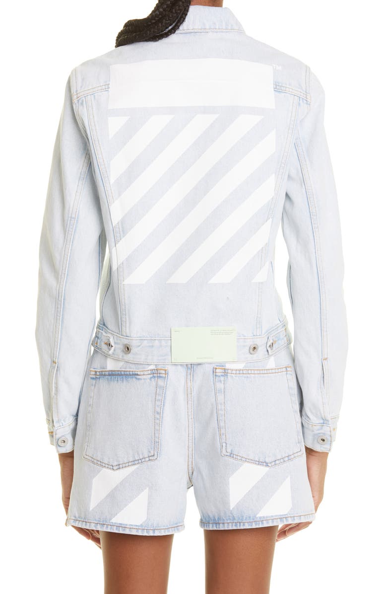 Off-White Women's Diagonal Cotton Denim Jacket, Alternate, color,
